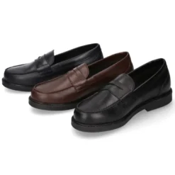 Mocasín NIÑO clásico colegial en piel y suela de goma.
