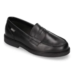 Mocasín NIÑO clásico colegial en piel y suela de goma.