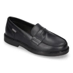 Mocasín NIÑO clásico colegial en piel y suela de goma.