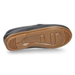 Mocasín niño clásico con diseño de antifaz en piel azul marino.