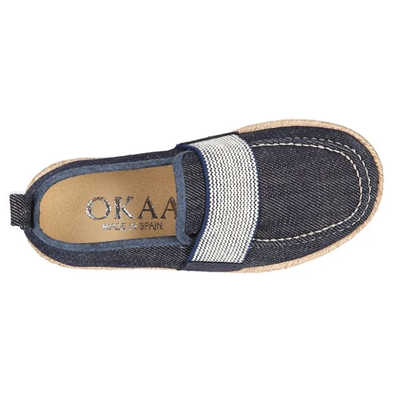 Mocasín niño con elástico tipo alpargata en lona JEANS.