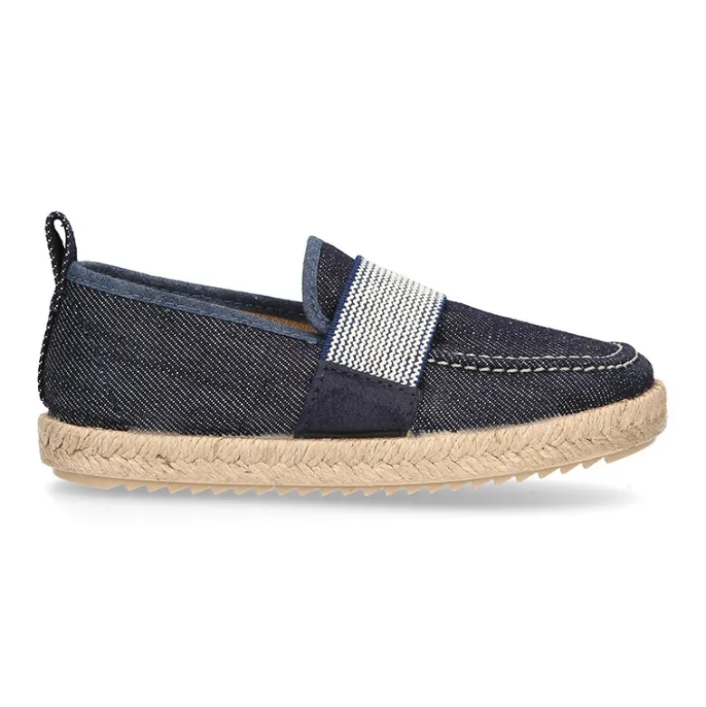 Mocasín niño con elástico tipo alpargata en lona JEANS.