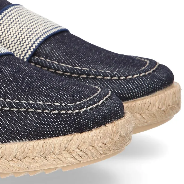 Mocasín niño con elástico tipo alpargata en lona JEANS.