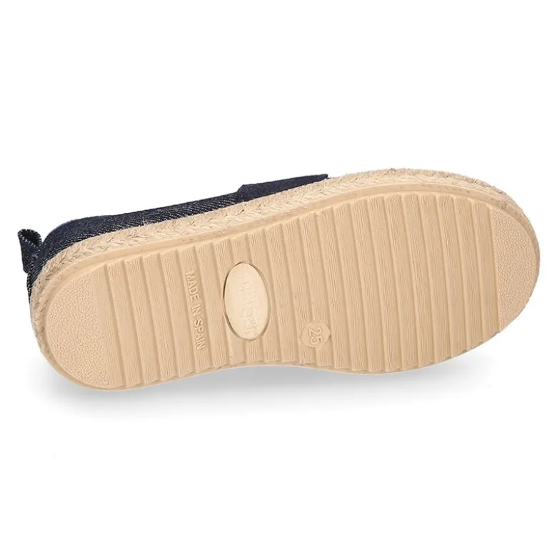 Mocasín niño con elástico tipo alpargata en lona JEANS.