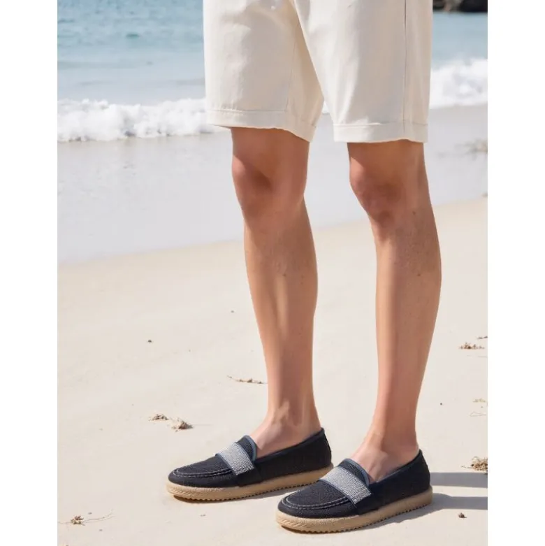 Mocasín niño con elástico tipo alpargata en lona JEANS.