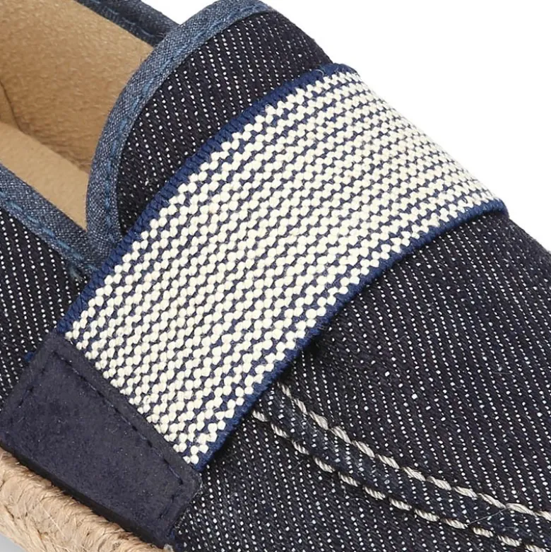 Mocasín niño con elástico tipo alpargata en lona JEANS.