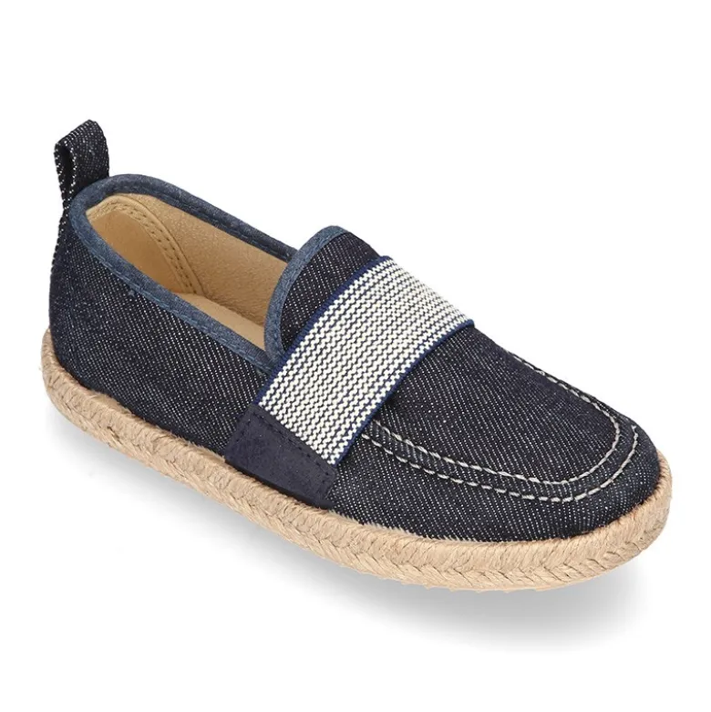 Mocasín niño con elástico tipo alpargata en lona JEANS.
