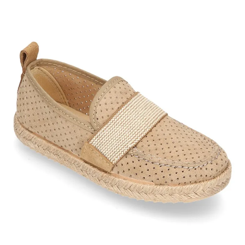 Mocasín niño con elástico tipo alpargata en lona MIL PUNTOS.