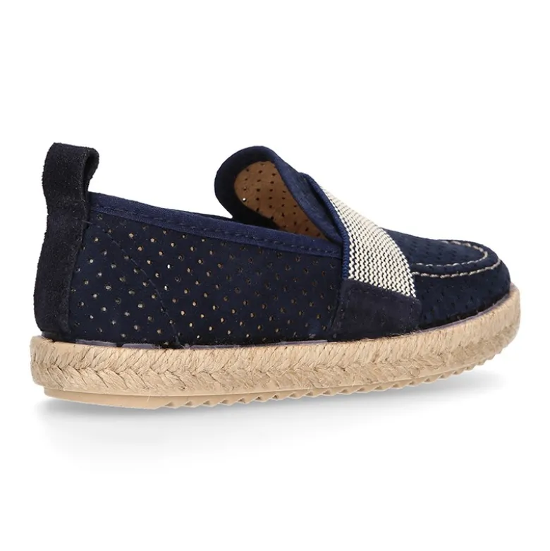 Mocasín niño con elástico tipo alpargata en lona MIL PUNTOS.