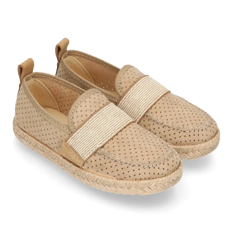 Mocasín niño con elástico tipo alpargata en lona MIL PUNTOS.