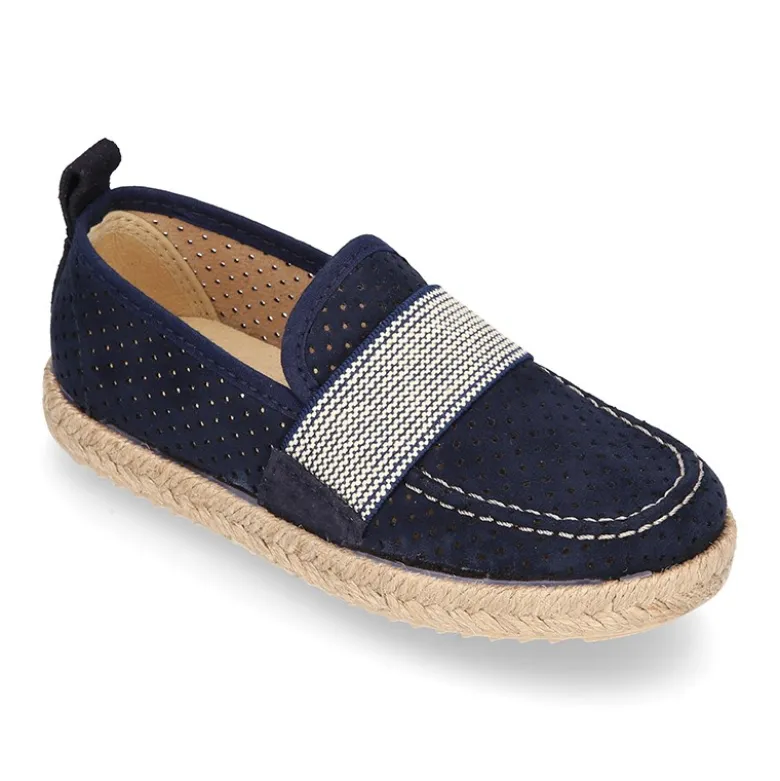 Mocasín niño con elástico tipo alpargata en lona MIL PUNTOS.