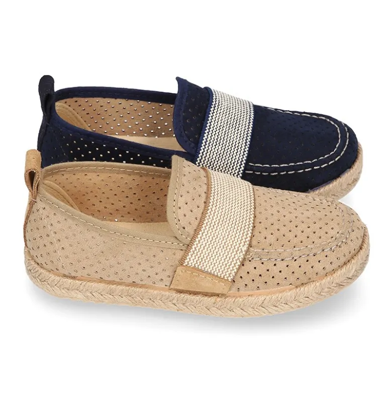Mocasín niño con elástico tipo alpargata en lona MIL PUNTOS.