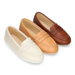 Mocasín niño en piel con diseño con ANTIFAZ.