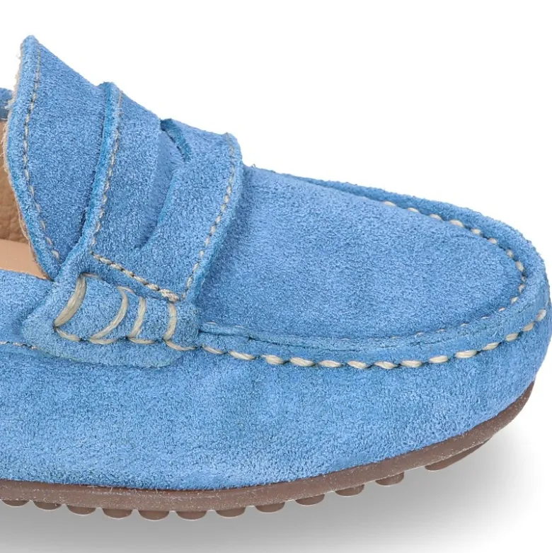Mocasín niños antifaz en piel serraje en colores de PRIMAVERA.