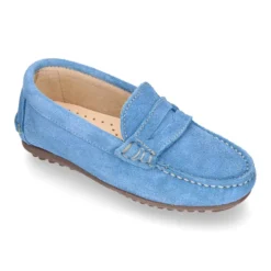 Mocasín niños antifaz en piel serraje en colores de PRIMAVERA.
