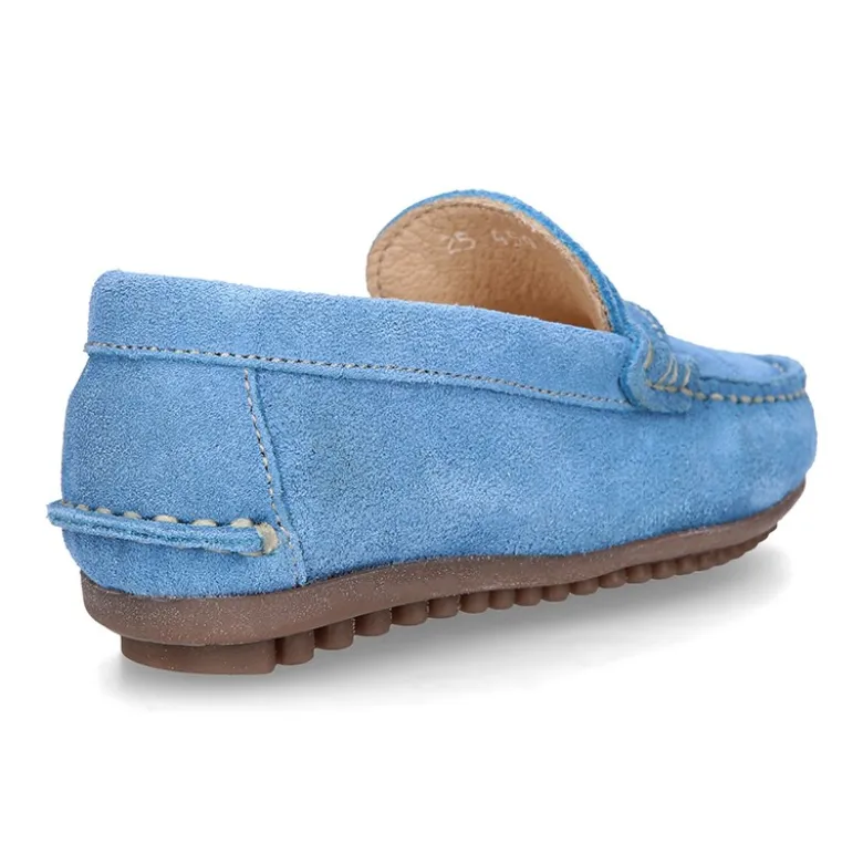 Mocasín niños antifaz en piel serraje en colores de PRIMAVERA.