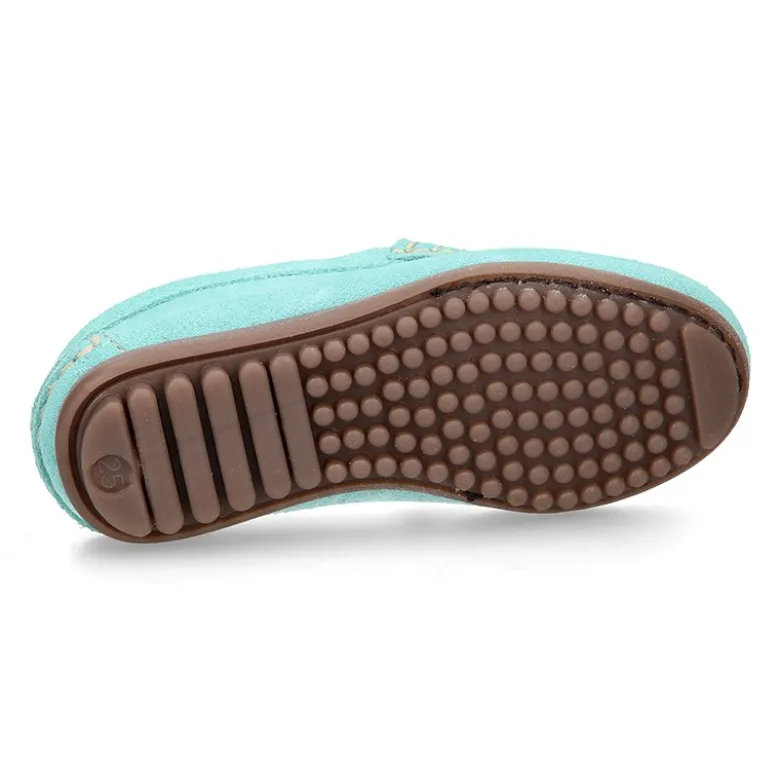 Mocasín niños antifaz en piel serraje en colores de PRIMAVERA.