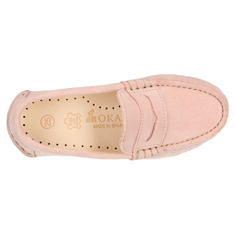 Mocasín niños antifaz en piel serraje en colores de PRIMAVERA.