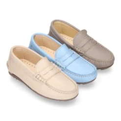 Mocasín niños con antifaz en piel EXTRA SUAVE.
