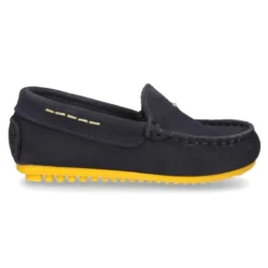 Mocasín niños pequeños piso conductor contraste en piel Nobuck.