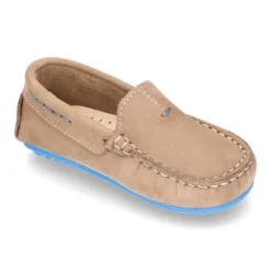 Mocasín niños pequeños piso conductor contraste en piel Nobuck.