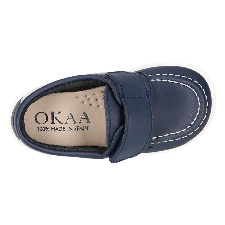 Mocasín niño tipo NÁUTICO sin cordones en piel napa lavable.