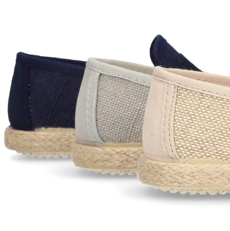 Mocasín tipo alpargata en LINO para peques.