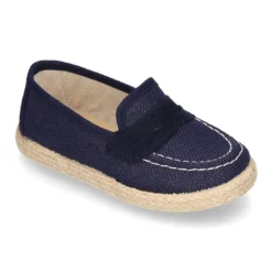 Mocasín tipo alpargata en LINO para peques.