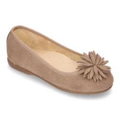 Nueva Bailarina con pompon FLOR en piel serraje.