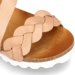 Nueva Sandalia Niña Mayor en piel atada al tobillo y diseño trenzado.