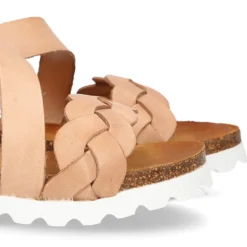 Nueva Sandalia Niña Mayor en piel atada al tobillo y diseño trenzado.