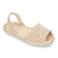 Nueva SANDALIA tipo alpargata con diseño con FLORES en Serraje.