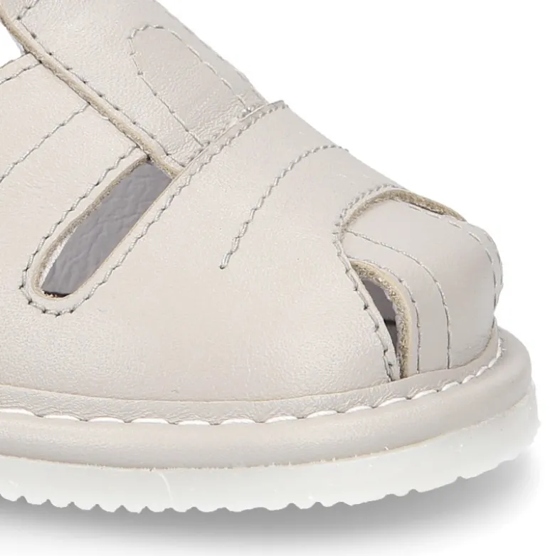 Nueva Sandalia tipo pepito en piel suave para niños bebés.