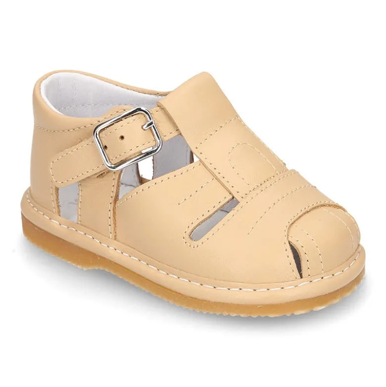 Nueva Sandalia tipo pepito en piel suave para niños bebés.