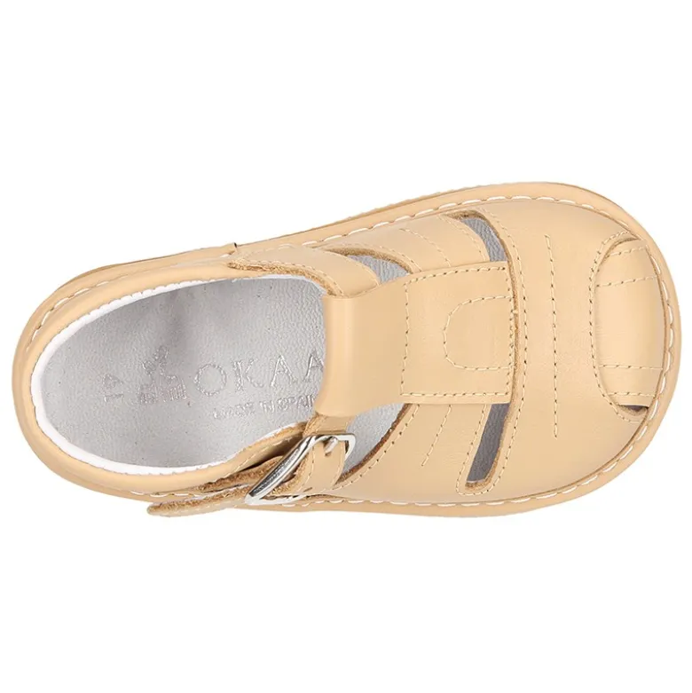 Nueva Sandalia tipo pepito en piel suave para niños bebés.