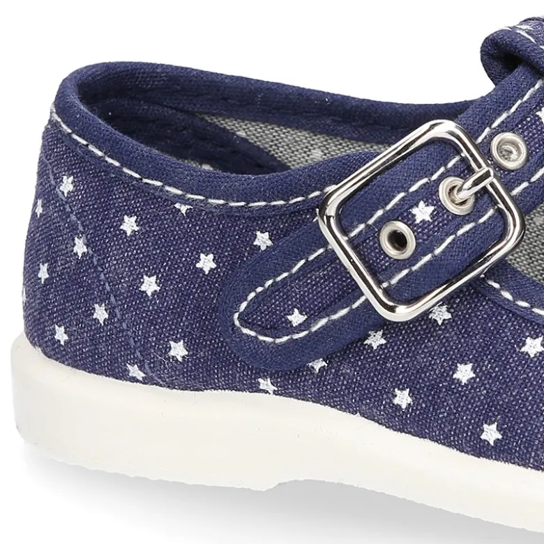 Nuevo pepito con hebilla en lona con ESTRELLAS.