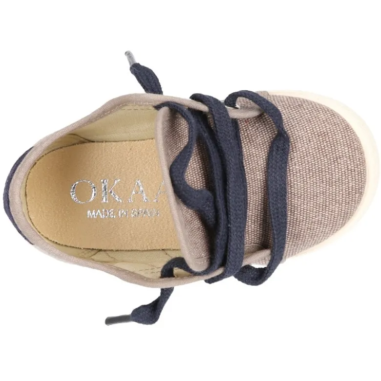 Nuevo Tenis con cordones en lona EFECTO LAVADO con bandera lateral.