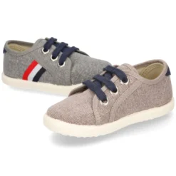Nuevo Tenis con cordones en lona EFECTO LAVADO con bandera lateral.