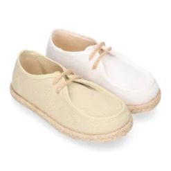 Náutico alpargata niño Ceremonia de lino con cordones