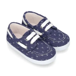 Náutico niño en lona con ANCLAS y piso tipo bamba.