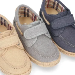 Náutico niño sin cordones tipo alpargata en lona algodón LAVADA.