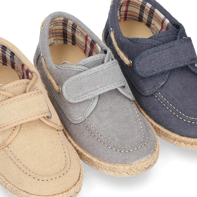 Náutico niño sin cordones tipo alpargata en lona algodón LAVADA.