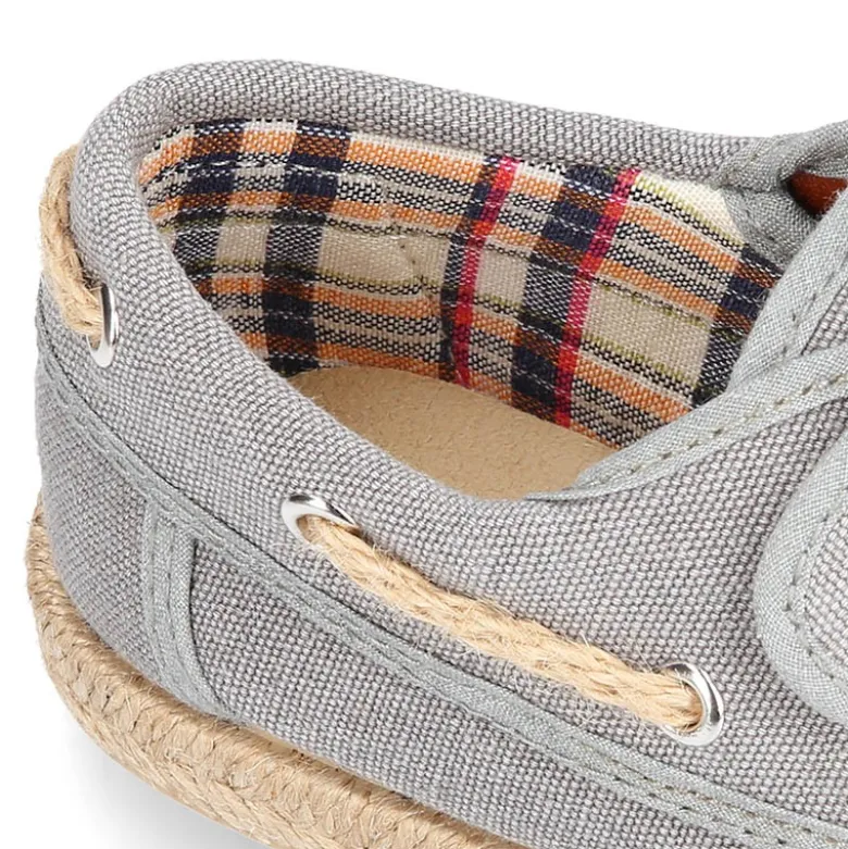 Náutico niño sin cordones tipo alpargata en lona algodón LAVADA.
