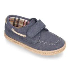 Náutico niño sin cordones tipo alpargata en lona algodón LAVADA.