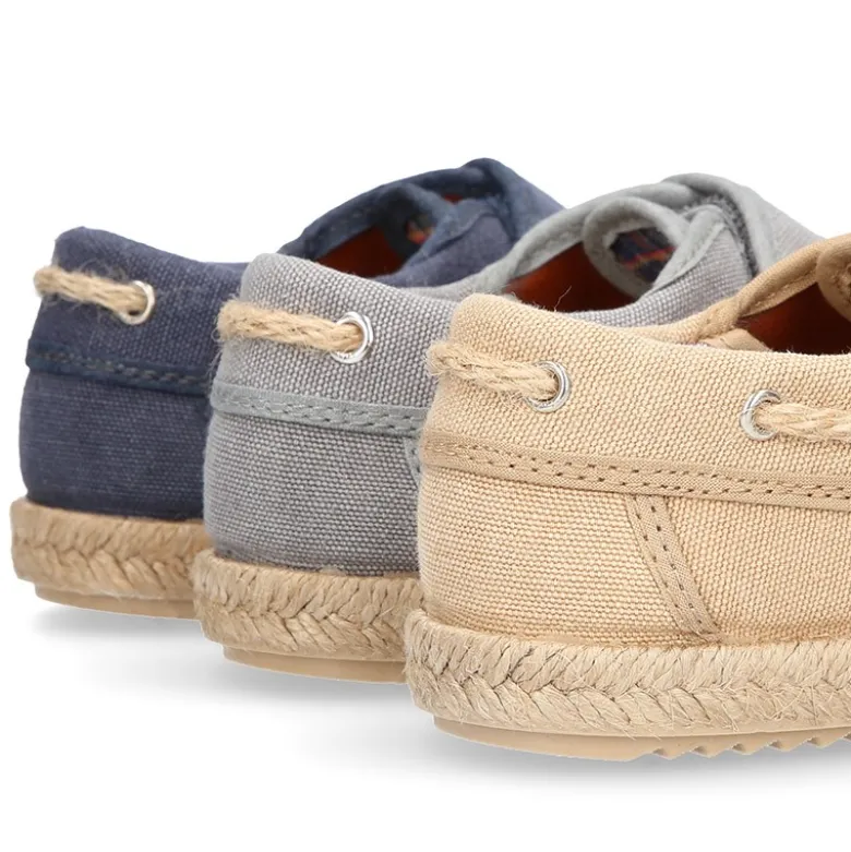 Náutico niño sin cordones tipo alpargata en lona algodón LAVADA.