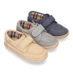 Náutico niño sin cordones tipo alpargata en lona algodón LAVADA.