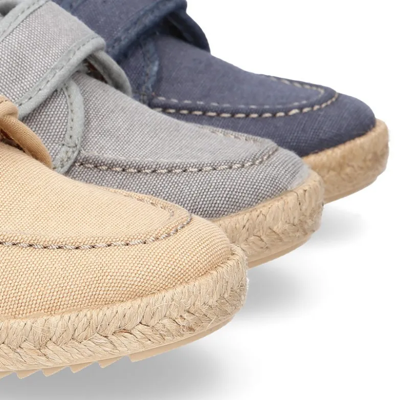 Náutico niño sin cordones tipo alpargata en lona algodón LAVADA.