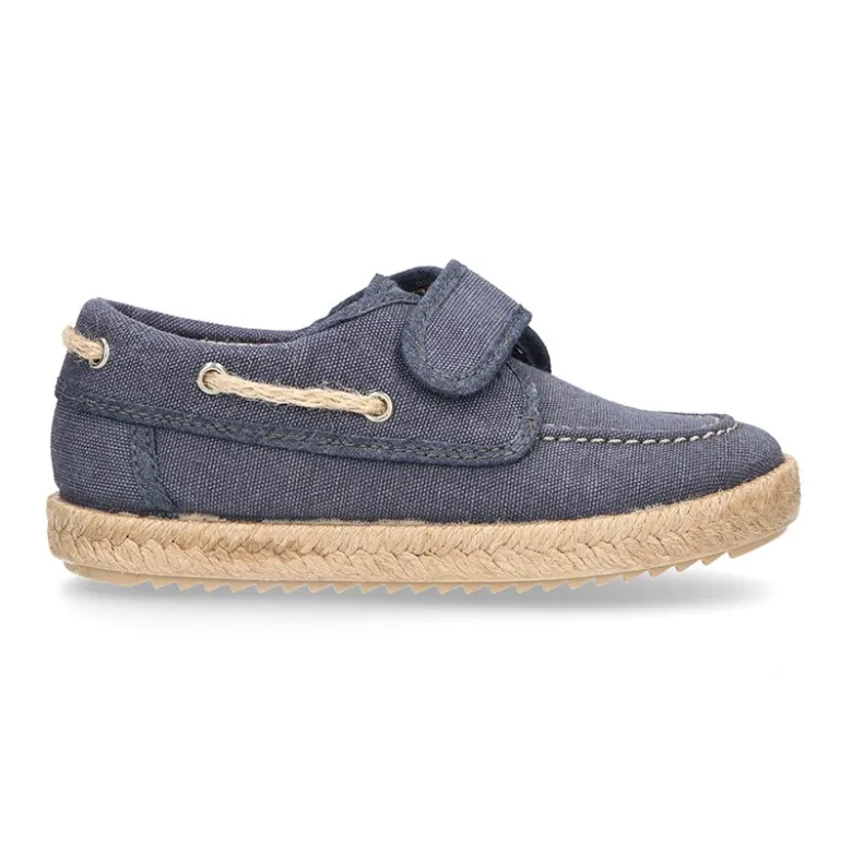 Náutico niño sin cordones tipo alpargata en lona algodón LAVADA.