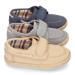 Náutico niño sin cordones tipo alpargata en lona algodón LAVADA.