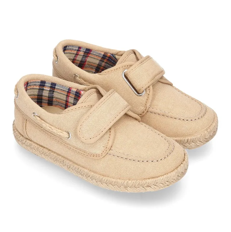 Náutico niño sin cordones tipo alpargata en lona algodón LAVADA.